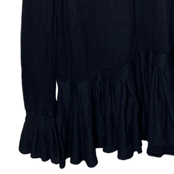 Free People Your Girl Henley Tunic Ruffle Black Small - Picture 8 of 16